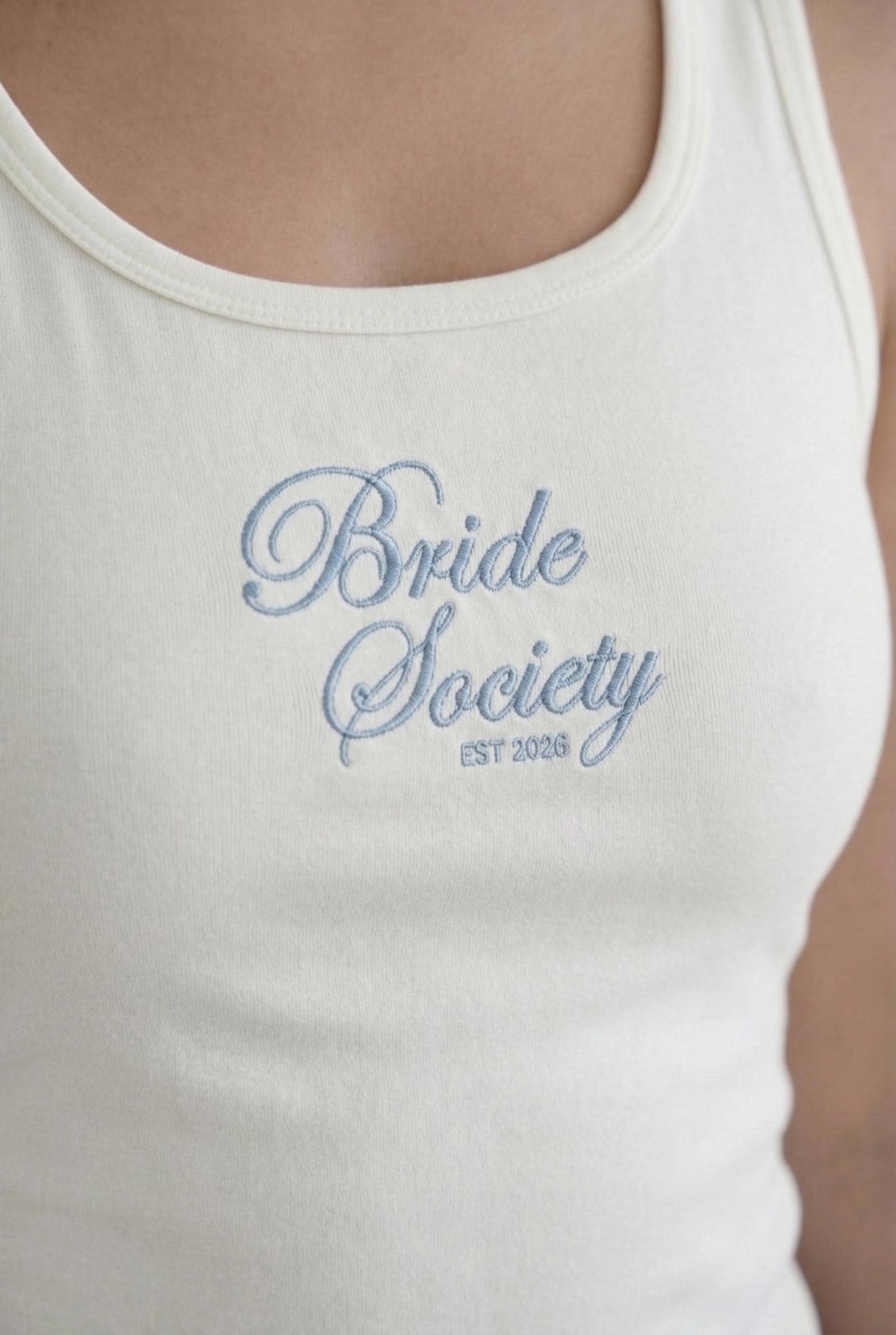 Bride Embroidered t-shirt for wedding morning vest top engagement gift for friend, future mrs, bridal embroidery pyjamas